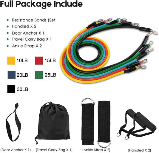 Fitness pull up tube resistance bands set